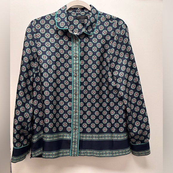 J Crew Silk Twill Foulard Floral Button Up Shirt Size 6 - Picture 1 of 3